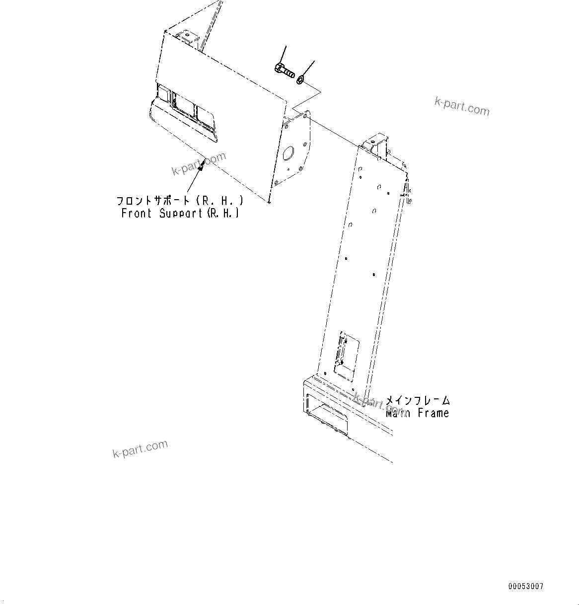 Komatsu parts book diagram for HD785-NI-7 S/N N10561-UP: FRONT SUPPORT (WITH FOG LAMP) (BOLT)