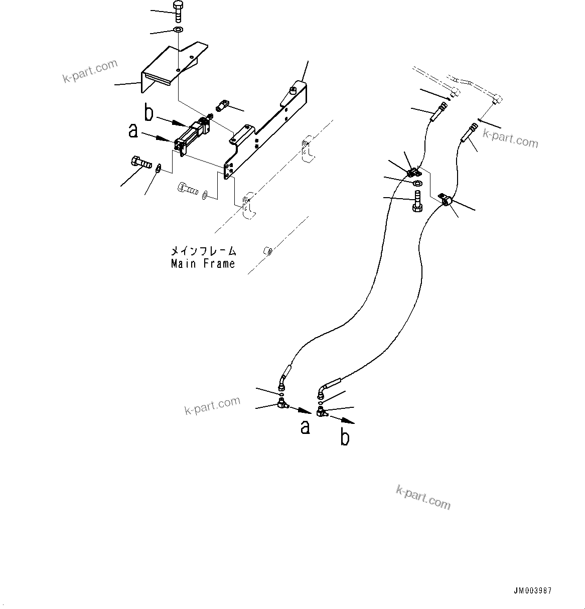 Komatsu parts book diagram for HD785-NI-7 S/N N10561-UP: EXHAUST BRAKE (SUSPENSION, HYDRONEUMATIC) (MOUNTING BRACKET) (1/4)