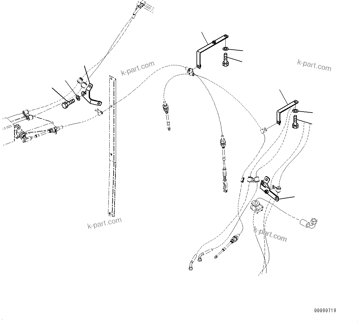 Komatsu parts book diagram for HD785-NI-7 S/N N10561-UP: EXHAUST BRAKE (SUSPENSION, HYDRONEUMATIC) (BRACKET) (1/2)