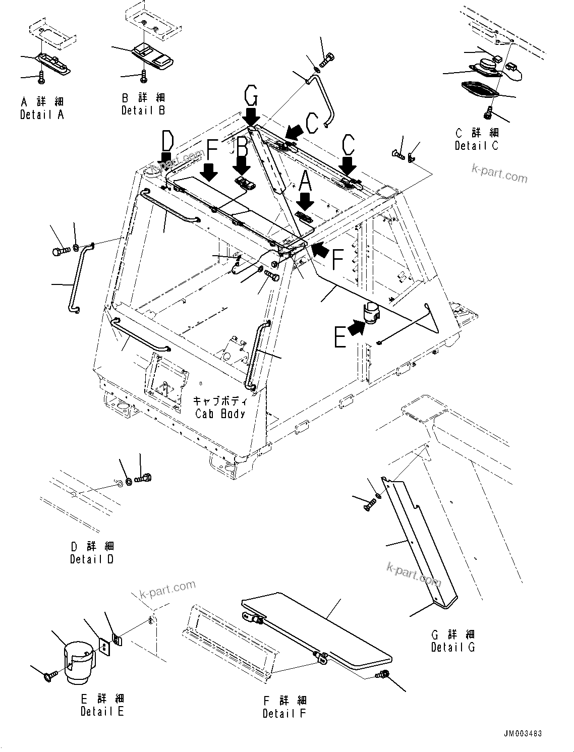 Komatsu parts book diagram for HD785-NI-7 S/N N10561-UP: CAB AND CAB FLOOR GROUP, ACCESSORY