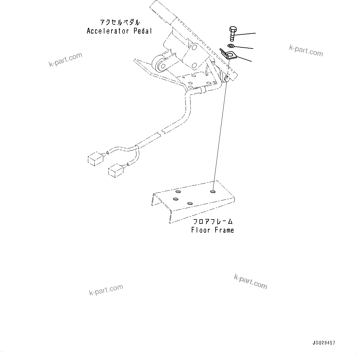 Komatsu parts book diagram for HD785-NI-7 S/N N10561-UP: CAB AND CAB FLOOR GROUP, ACCELERATOR PEDAL MOUNTING