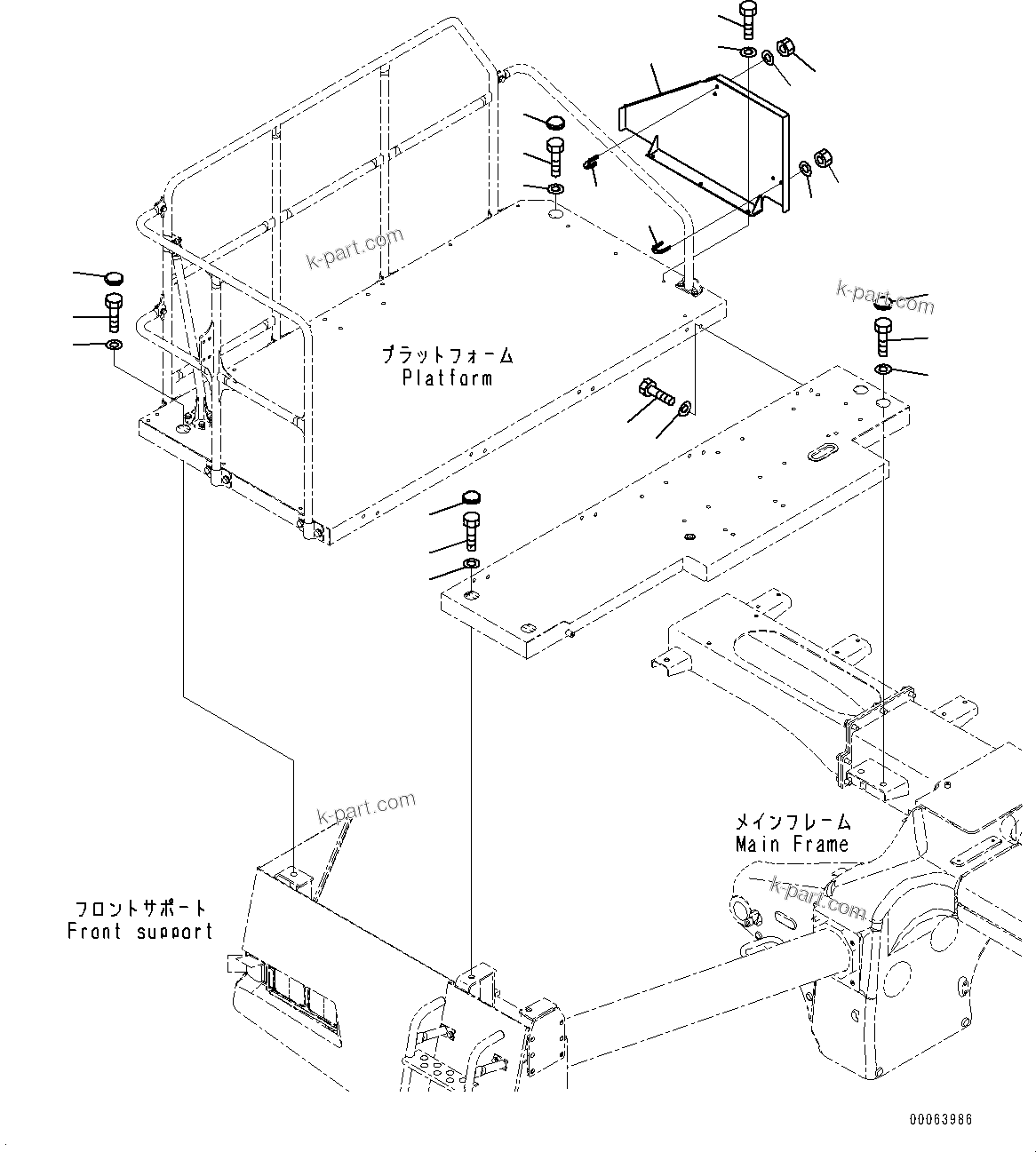 Komatsu parts book diagram for HD785-NI-7 S/N N10561-UP: PLATFORM GROUP (VHMS AND ORBCOMM, PAYLOAD METER, BATTERY DISCONNECT SWITCH) (PLATFORM RELATED PARTS)