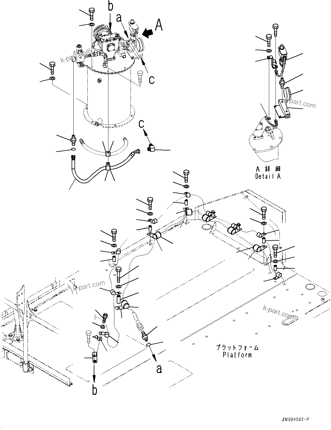 Komatsu parts book diagram for HD785-NI-7 S/N N10561-UP: PLATFORM GROUP (VHMS, PAYLOAD METER, BATTERY DISCONNECT SWITCH, AUTO-GREASING SYSTEM, FAST FILL COUPLER) (GREASE PUMP RELATED PA