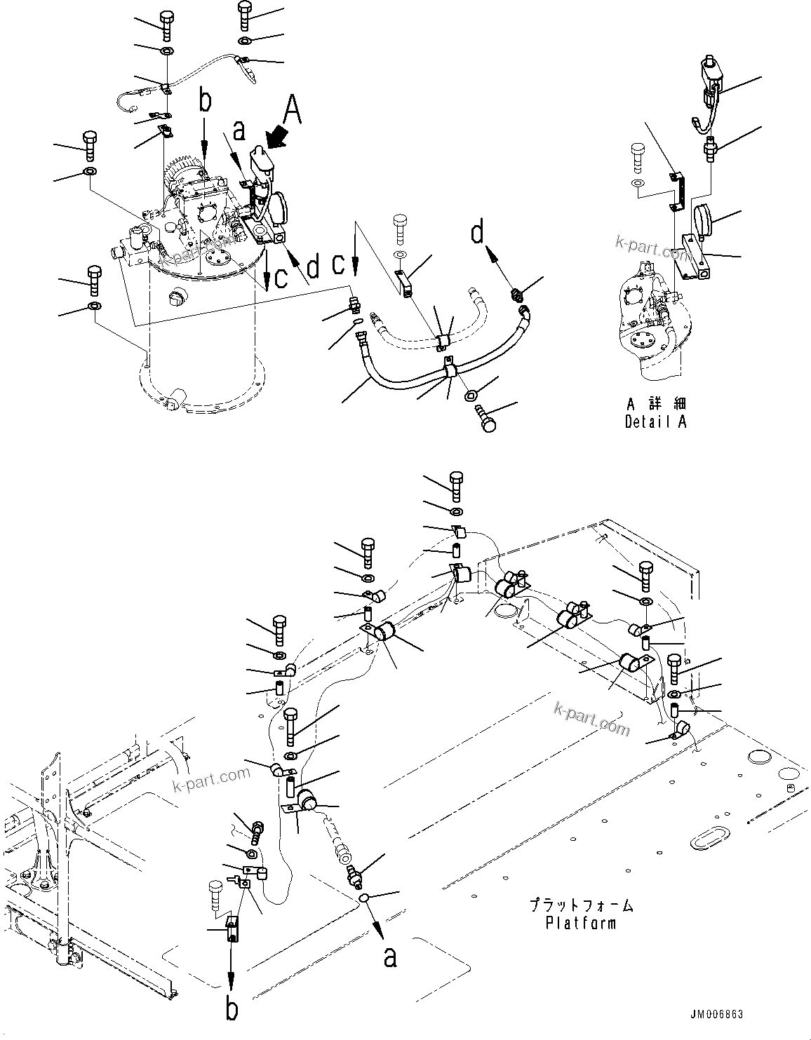 Komatsu parts book diagram for HD785-NI-7 S/N N10561-UP: PLATFORM GROUP (VHMS AND ORBCOMM, PAYLOAD METER, BATTERY DISCONNECT SWITCH, AUTO-GREASING SYSTEM) (GREASE PUMP RELATED PARTS) (2