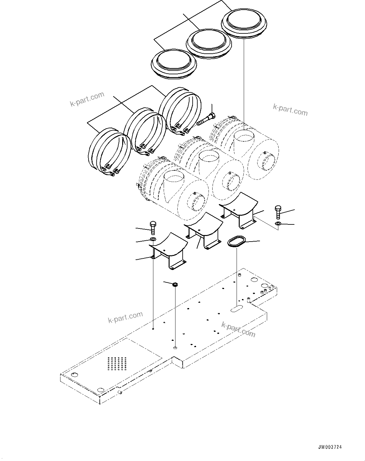 Komatsu parts book diagram for HD785-NI-7 S/N N10561-UP: PLATFORM GROUP (VHMS AND ORBCOMM, PAYLOAD METER, BATTERY DISCONNECT SWITCH, AUTO-GREASING SYSTEM, LARGE PRE-CLEANER) (AIR CLEANE