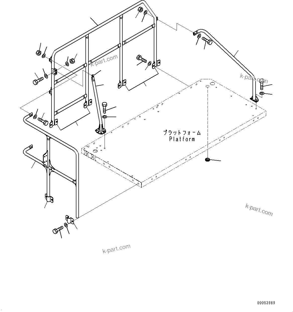 Komatsu parts book diagram for HD785-NI-7 S/N N10561-UP: PLATFORM GROUP (VHMS, PAYLOAD METER, FAST FILL COUPLER) (HANDRAIL)