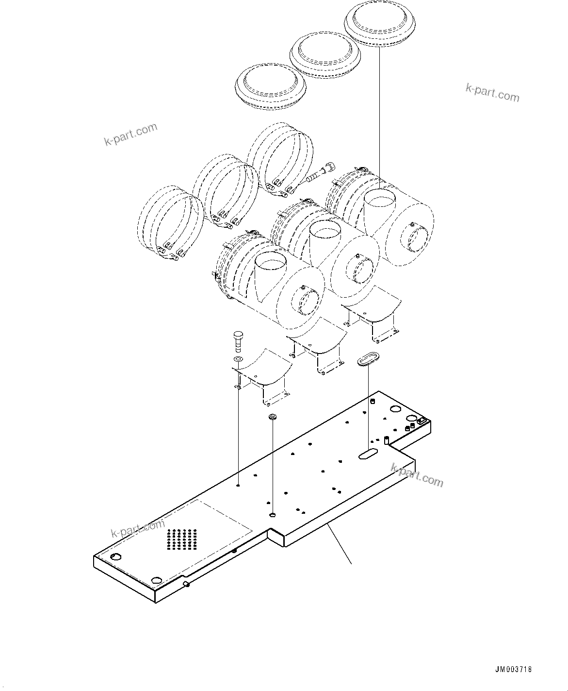 Komatsu parts book diagram for HD785-NI-7 S/N N10561-UP: PLATFORM GROUP (VHMS AND ORBCOMM, PAYLOAD METER, BATTERY DISCONNECT SWITCH, AUTO-GREASING SYSTEM, LARGE PRE-CLEANER) (PLATFORM,