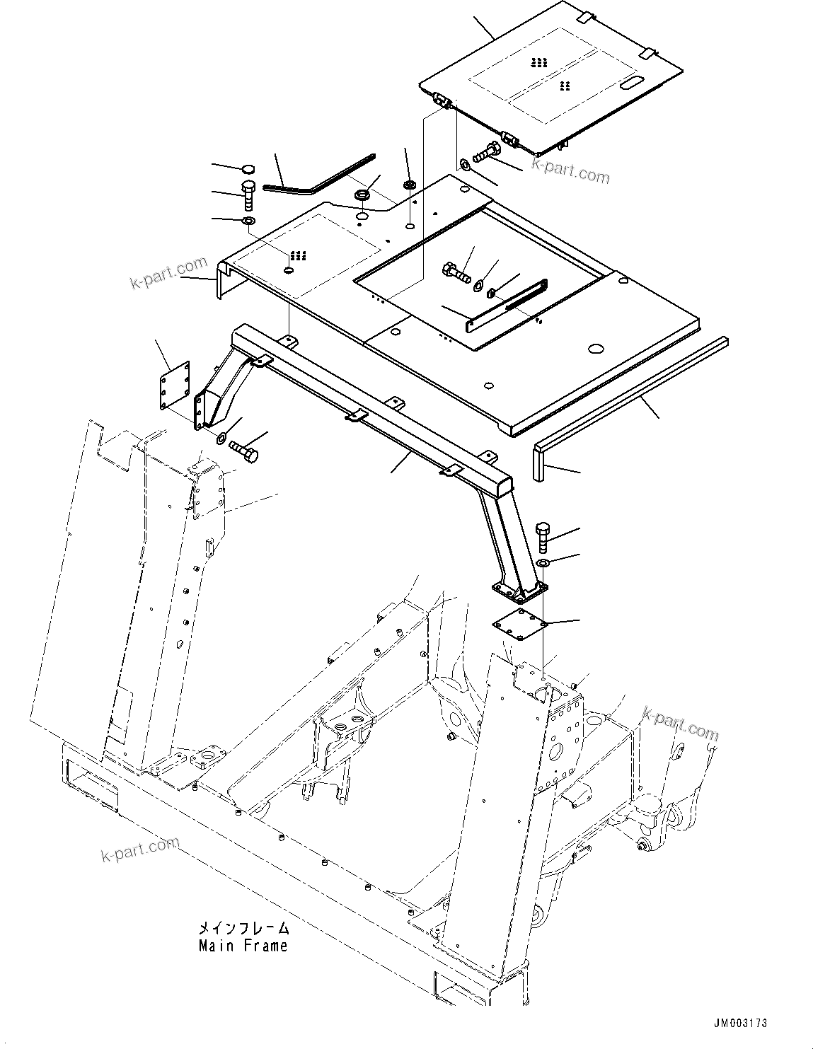 Komatsu parts book diagram for HD785-NI-7 S/N N10561-UP: ENGINE HOOD (WITHOUT EC REGULATION ARRANGEMENT)