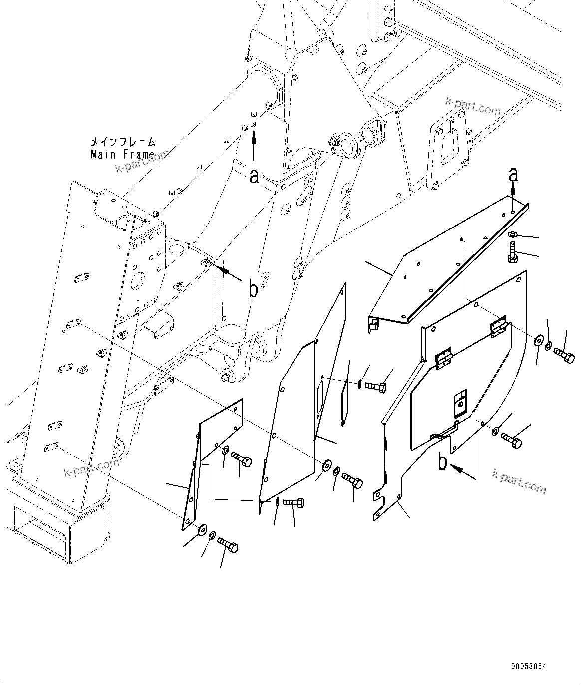 Komatsu parts book diagram for HD785-NI-7 S/N N10561-UP: ENGINE ROOM SIDE COVER (L.H.)