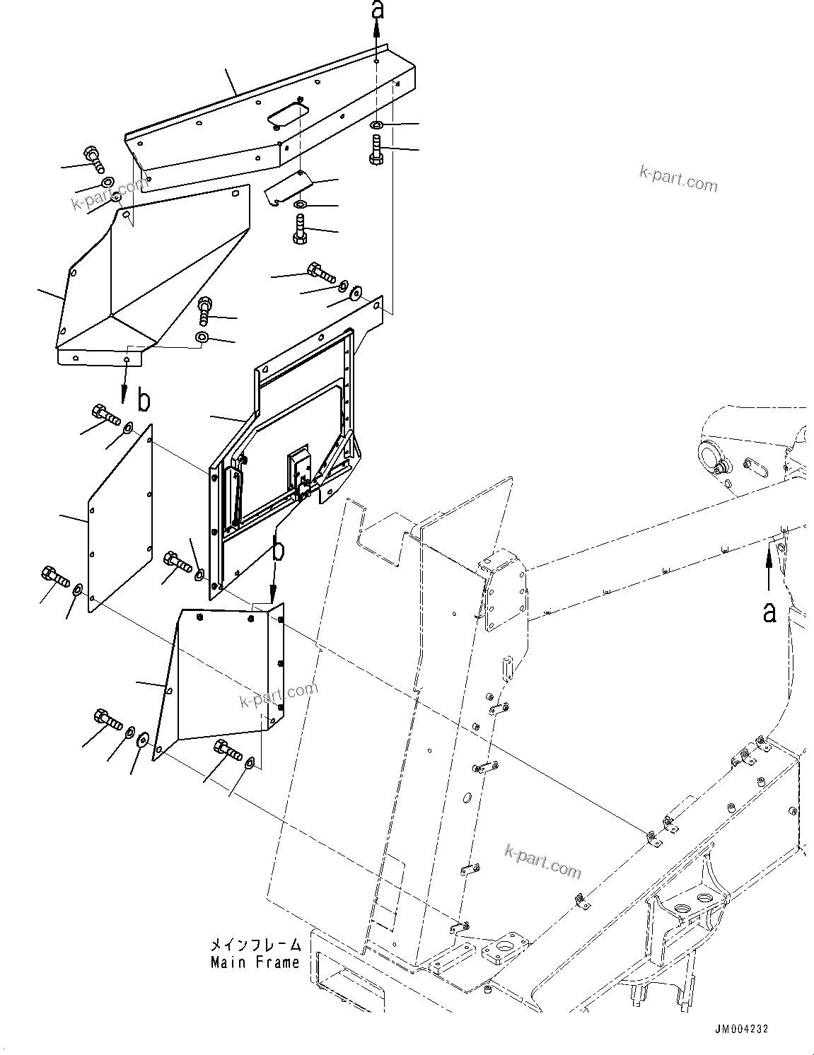 Komatsu parts book diagram for HD785-NI-7 S/N N10561-UP: ENGINE ROOM SIDE COVER (EXTRA BAD FUEL AND POOR FUEL SPECIFICATION, WATER+DUST, ADDITIONAL FILTER) (R.H.)