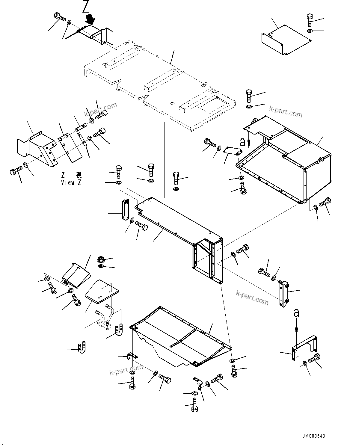 Komatsu parts book diagram for HD785-NI-7 S/N N10561-UP: FIRE PROTECTION (MUFFLER) (ENGINE REAR COVER) (1/3)