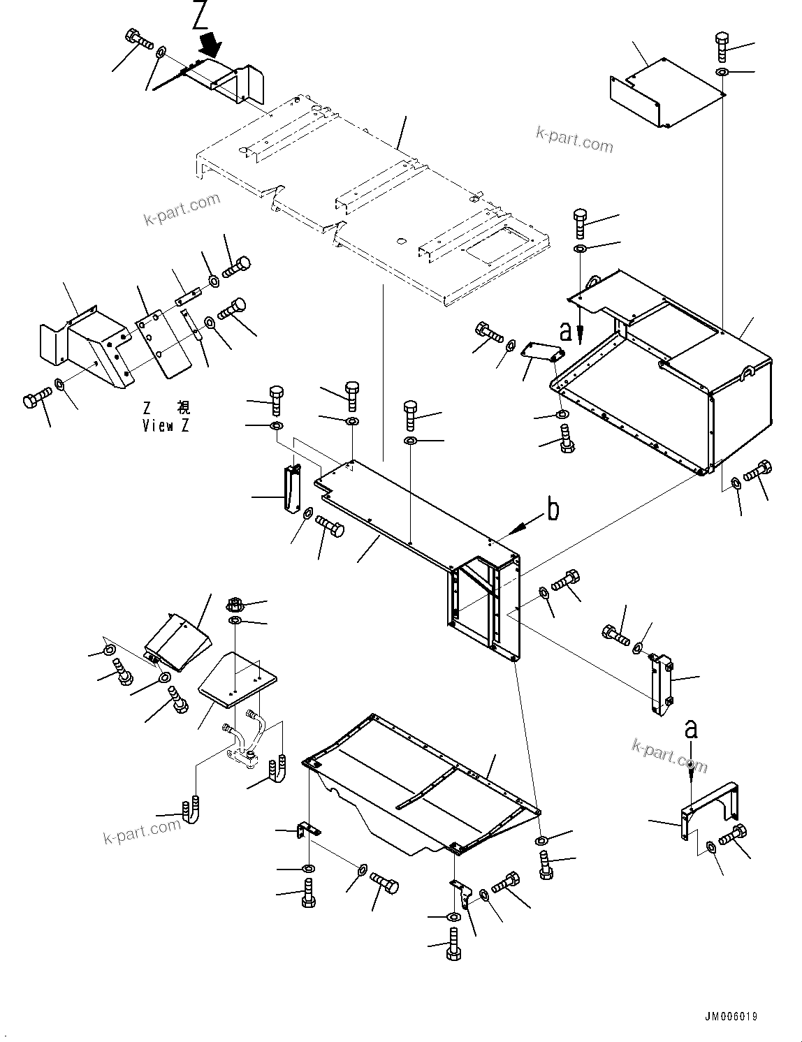 Komatsu parts book diagram for HD785-NI-7 S/N N10561-UP: FIRE PROTECTION (MUFFLER, ENGINE SIDE COVER) (ENGINE REAR COVER) (1/2)