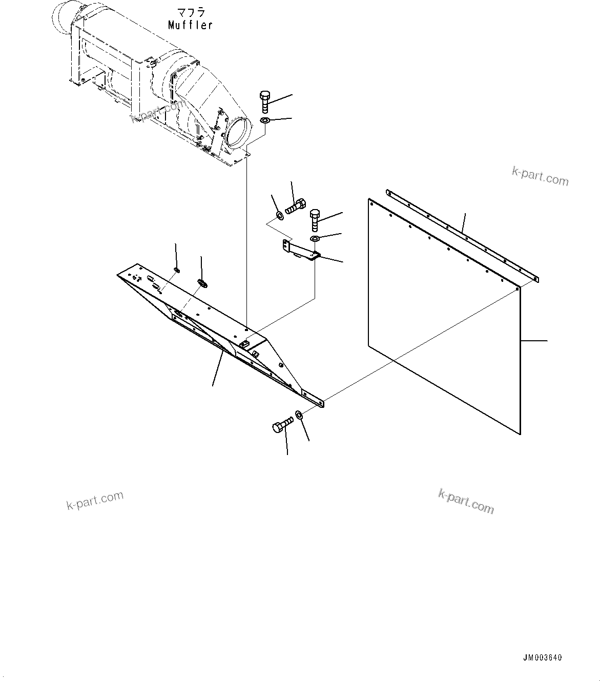Komatsu parts book diagram for HD785-NI-7 S/N N10561-UP: FENDER (MUFFLER) (R.H.)