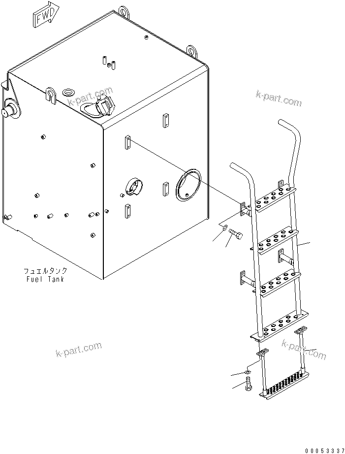 Komatsu parts book diagram for HD785-NI-7 S/N N10561-UP: FUEL TANK LADDER