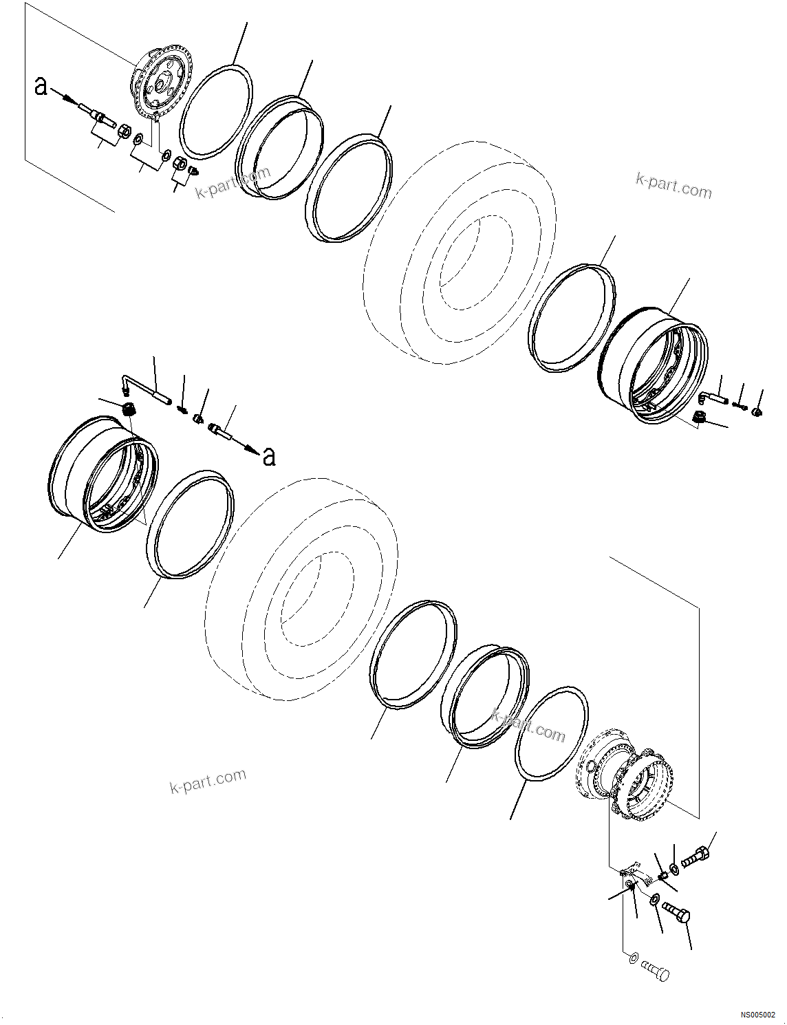 Komatsu parts book diagram for HD785-NI-7 S/N N10561-UP: RIM (REAR WHEEL)