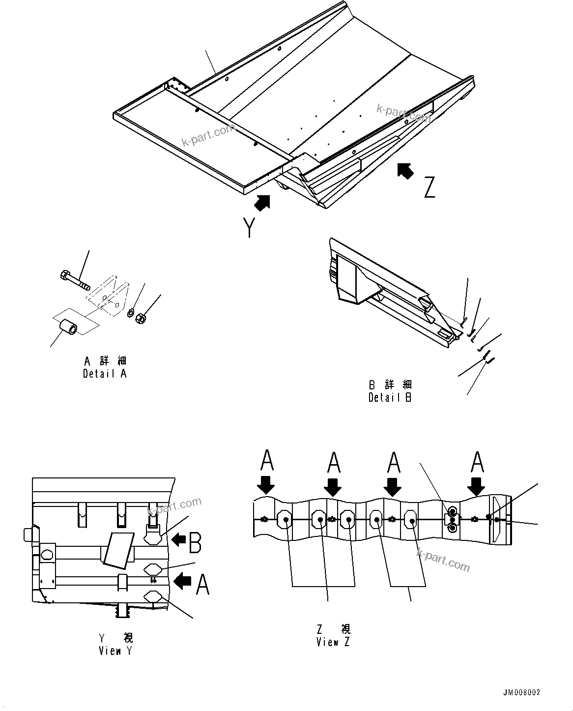 Komatsu parts book diagram for HD785-NI-7 S/N N10561-UP: BODY (WITH EXHAUST BOX, MUFFLER)