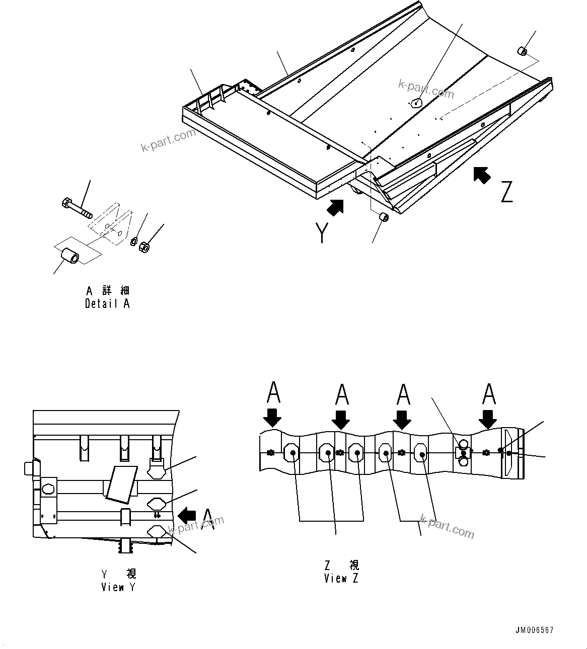 Komatsu parts book diagram for HD785-NI-7 S/N N10561-UP: BODY (WITH SPILL GUARD 300MM, AUTO-GREASING SYSTEM)