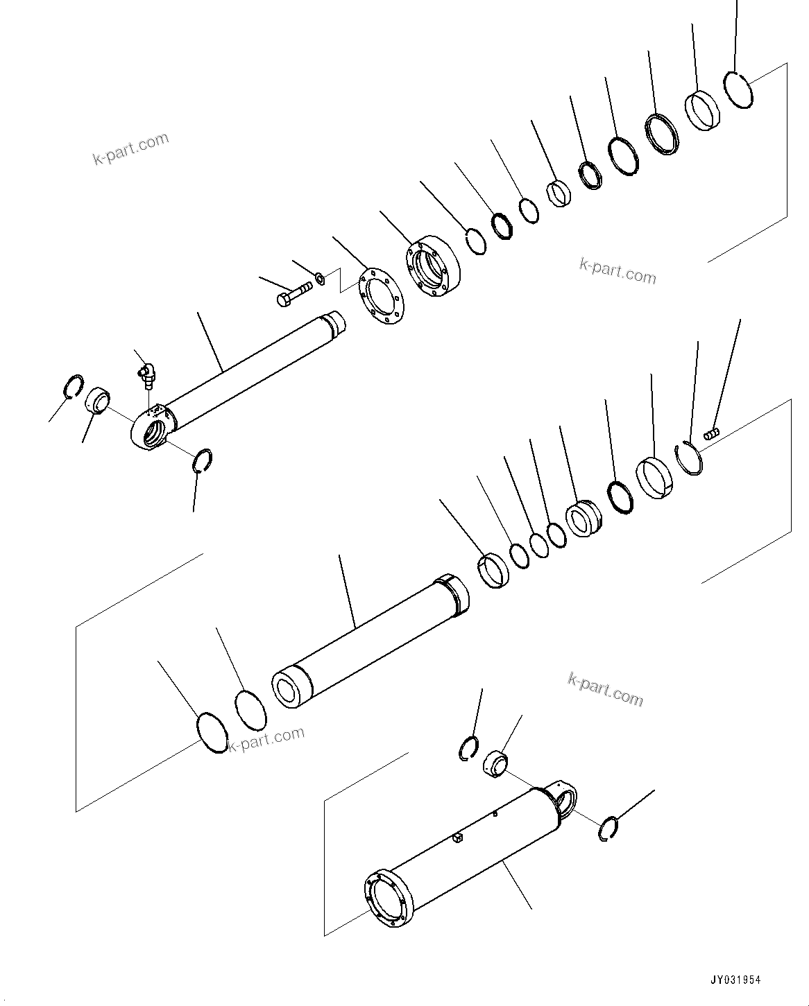 Komatsu parts book diagram for HD785-NI-7 S/N N10561-UP: BODY HOIST CYLINDER (L.H.) (2/2) (#N10843 -)