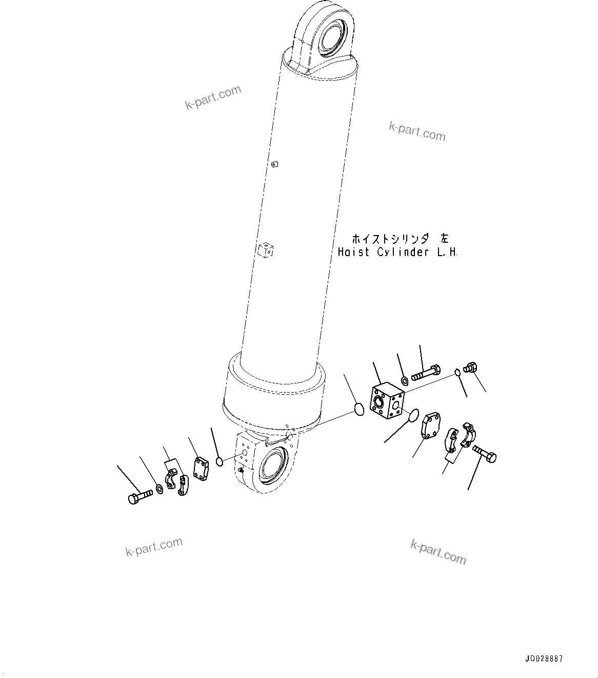 Komatsu parts book diagram for HD785-NI-7 S/N N10561-UP: BODY HOIST CYLINDER (RELATED PARTS) (1/4) (#N10561 - N10842)