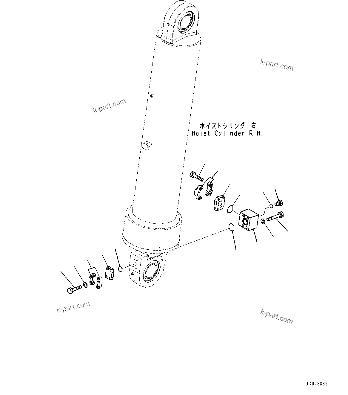 Komatsu parts book diagram for HD785-NI-7 S/N N10561-UP: BODY HOIST CYLINDER (RELATED PARTS) (3/4) (#N10561 - N10842)
