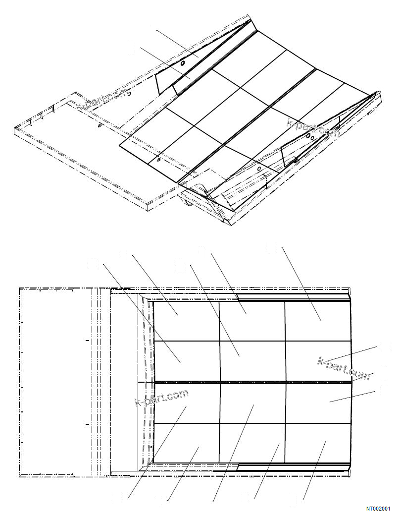 Komatsu parts book diagram for HD785-NI-7 S/N N10561-UP: BODY LINER (FULL LINER U., T10,12 KIPL)