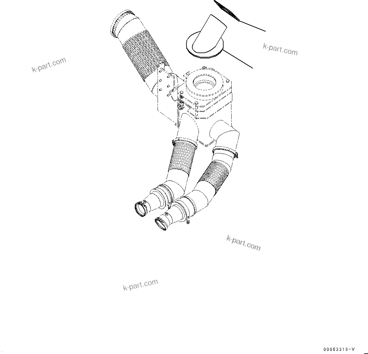 Komatsu parts book diagram for HD785-NI-7 S/N N10561-UP: ENGINE EXHAUST GAS BOX RELATED PARTS (EXHAUST BOX, MUFFLER)