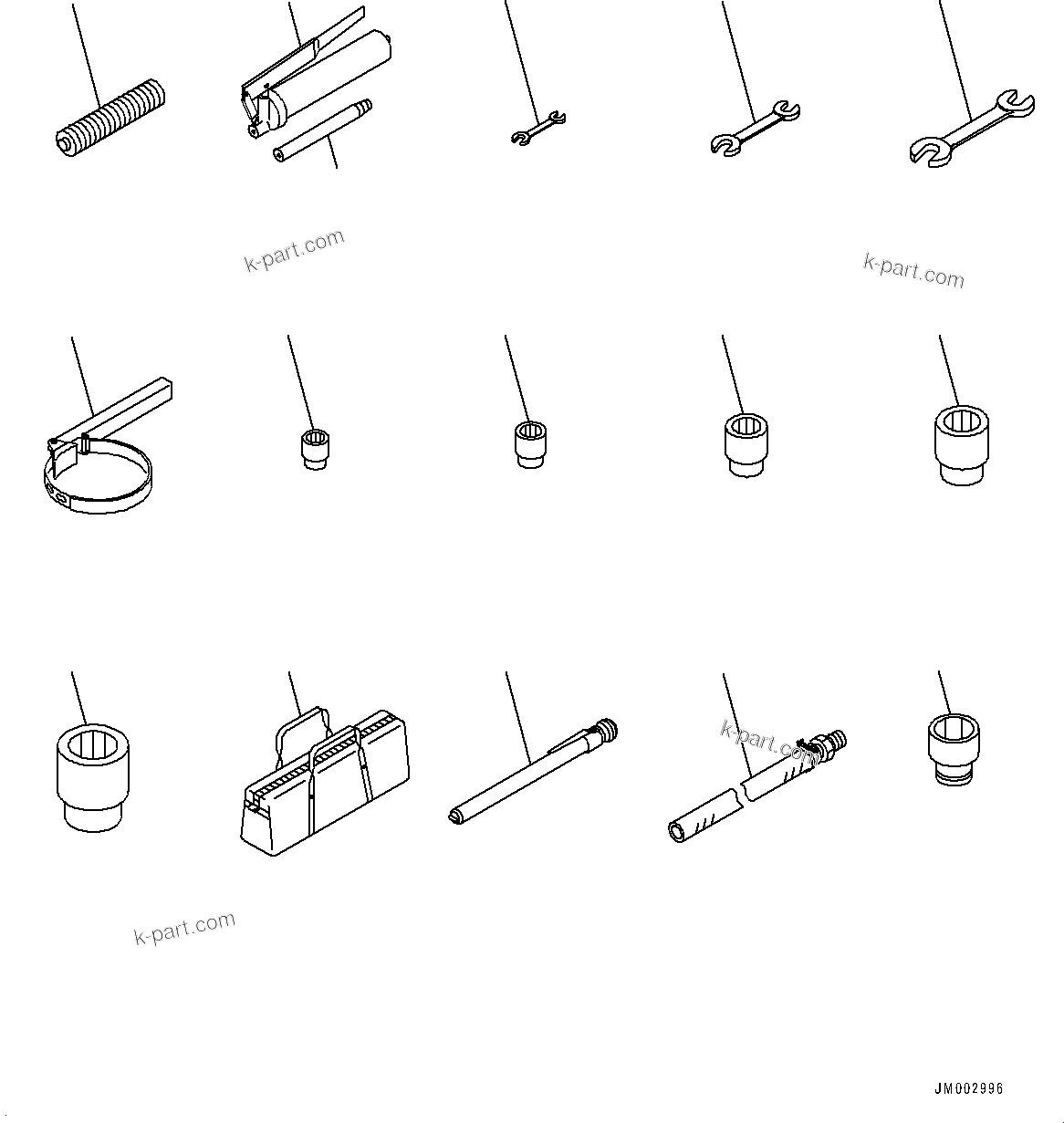 Komatsu parts book diagram for HD785-NI-7 S/N N10561-UP: GENERAL TOOL SET (TOOL KIT) (HOSE)