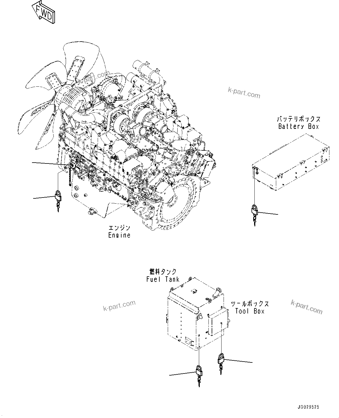 Komatsu parts book diagram for HD785-NI-7 S/N N10561-UP: CAP LOCK (OIL FILLER CAP LOCK AND COVER LOCK)