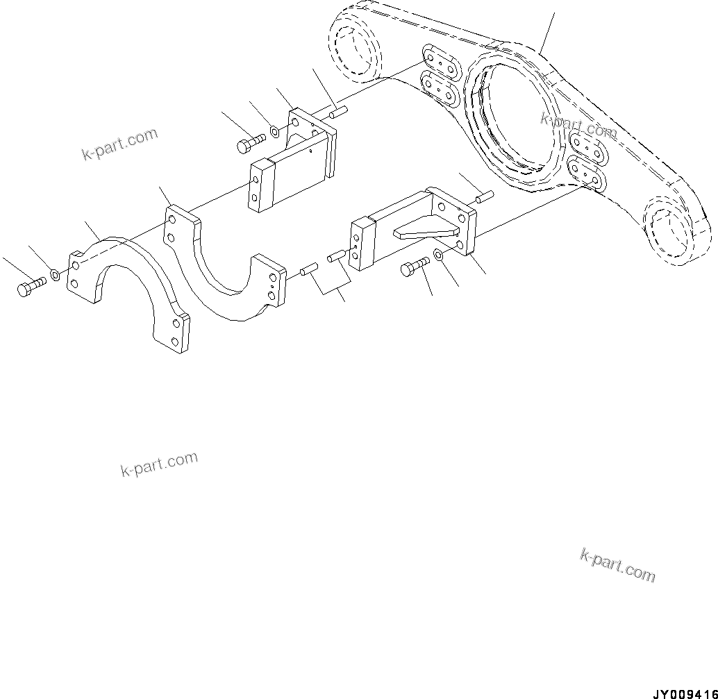 Komatsu parts book diagram for HD785-NI-7 S/N N10561-UP: FRONT DRIVE SHAFT GUARD