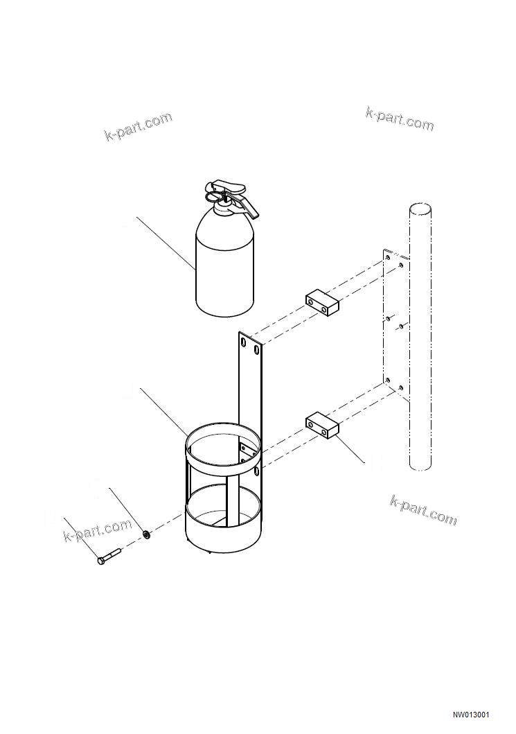 Komatsu parts book diagram for HD785-NI-7 S/N N10561-UP: FIRE EXTINGUISHER (2KG-ABC KANEX + S/EL)