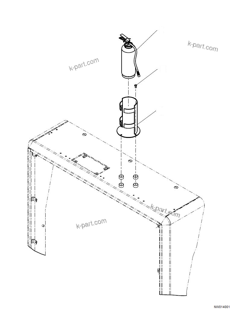 Komatsu parts book diagram for HD785-NI-7 S/N N10561-UP: FIRE EXTINGUISHER (6KG, KIPL LOCAL)