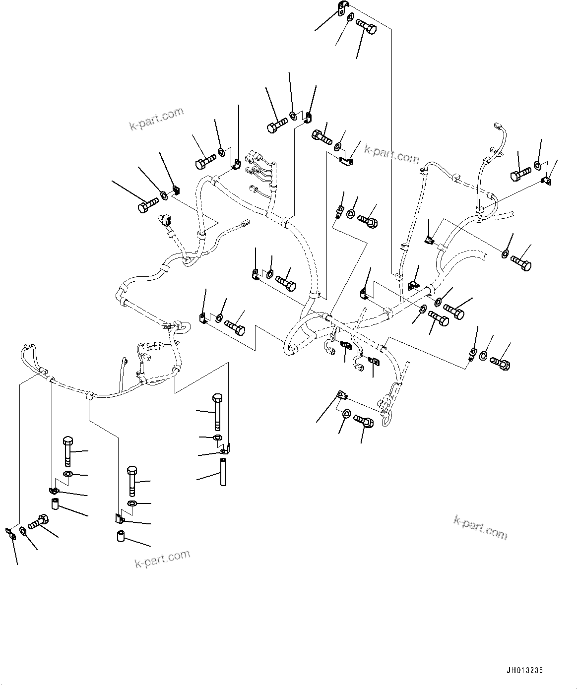 Komatsu parts book diagram for PC240NLC-11 S/N K70001-UP: ELECTRIC WIRING HARNESS, MAIN WIRING HARNESS CLAMP (3/5)