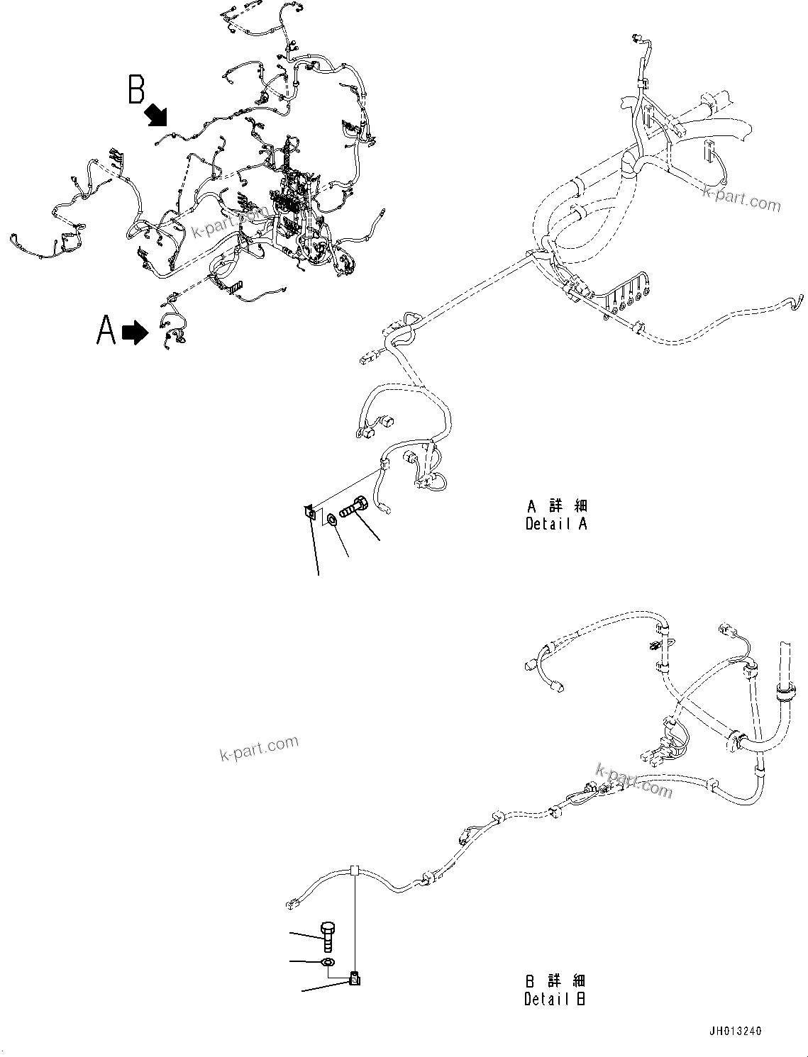 Komatsu parts book diagram for PC240NLC-11 S/N K70001-UP: ELECTRIC WIRING HARNESS, MAIN WIRING HARNESS CLAMP (5/5)