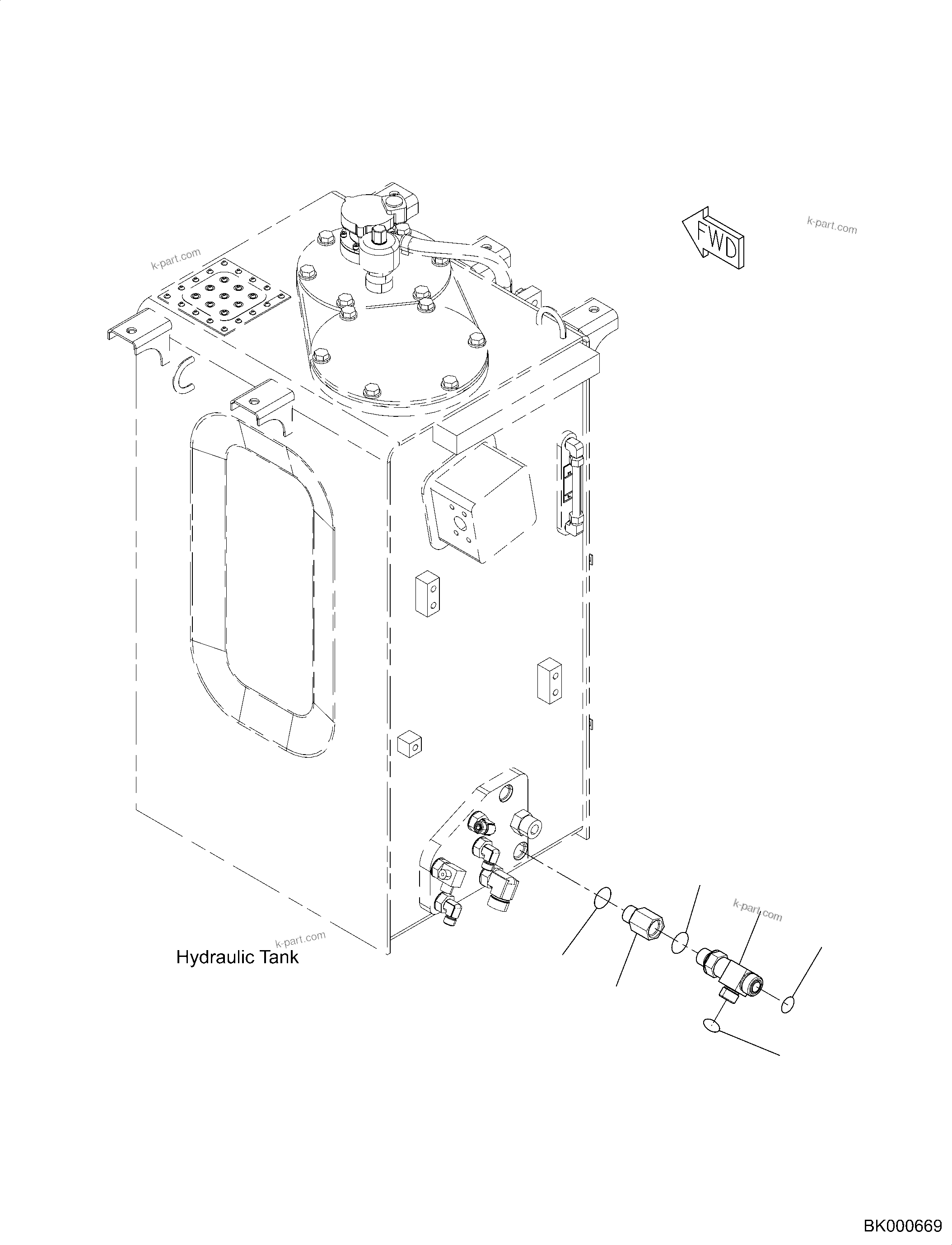 Komatsu parts book diagram for PC240NLC-11 S/N K70001-UP: HYDRAULIC TANK, TWO TOOL CONTROL (#K70363-)
