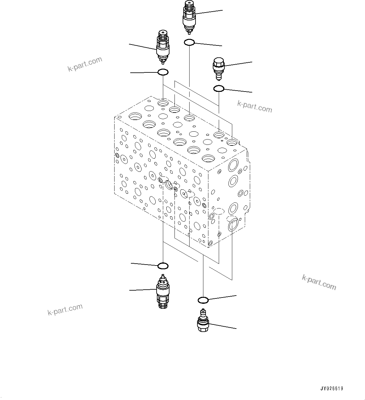 Komatsu parts book diagram for PC240NLC-11 S/N K70001-UP: CONTROL VALVE, 2-ADDITIONAL ACTUATOR PIPING, TOOL CONTROL, 8-SPOOL (12/21) (#K70363-)