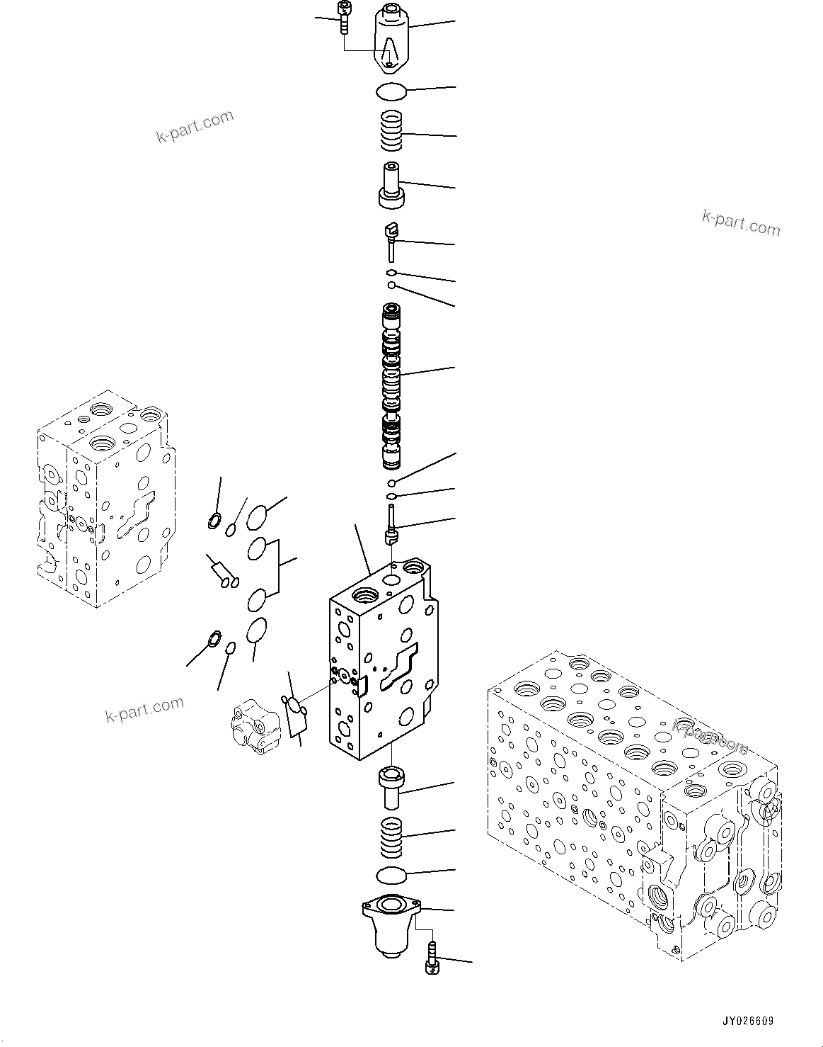 Komatsu parts book diagram for PC240NLC-11 S/N K70001-UP: CONTROL VALVE, 2-ADDITIONAL ACTUATOR PIPING, TOOL CONTROL, 8/9-SPOOL (16/21) (#K70363-)