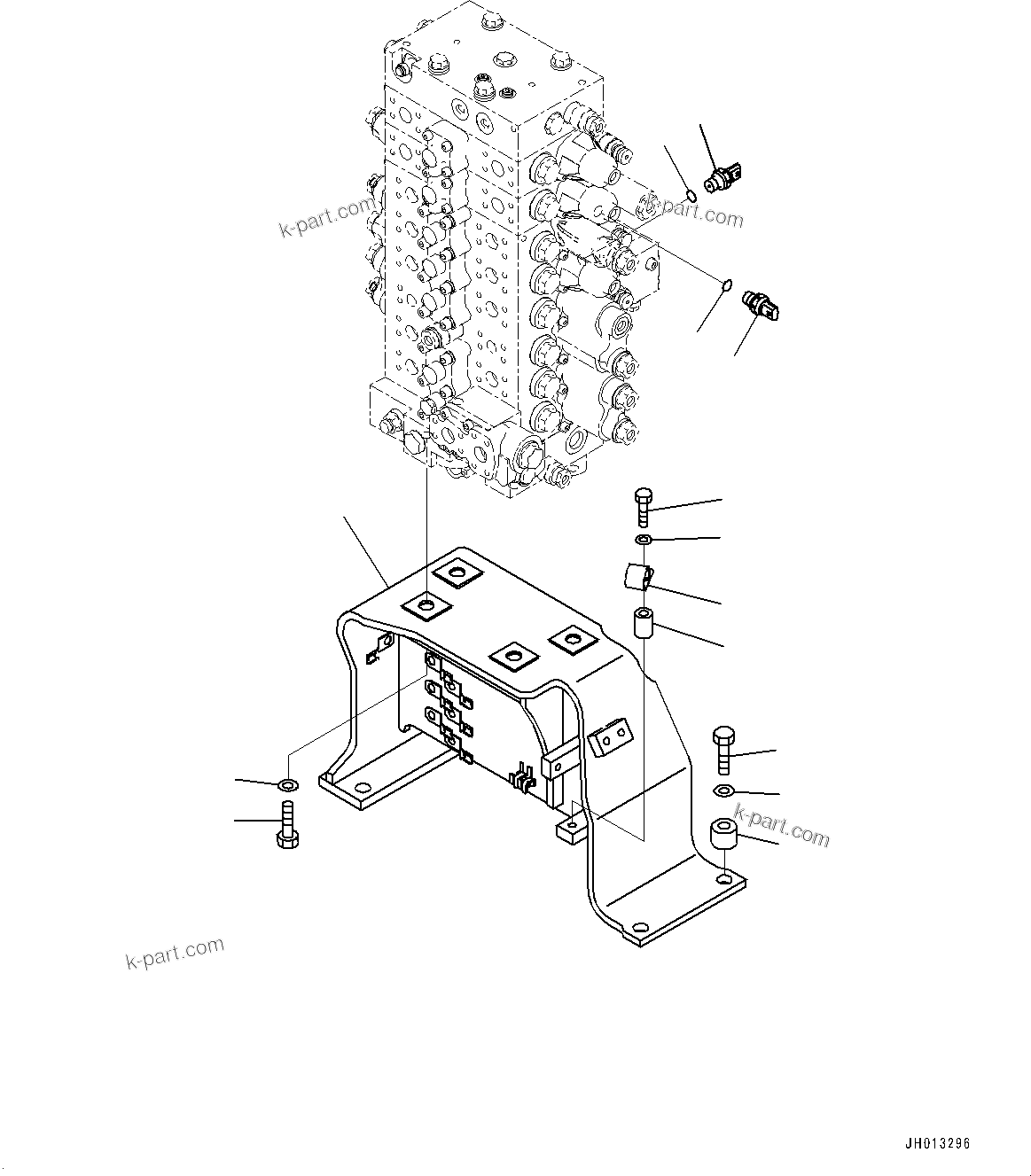 Komatsu parts book diagram for PC240NLC-11 S/N K70001-UP: CONTROL VALVE, 2-ADDITIONAL ACTUATOR PIPING, TOOL CONTROL, VALVE BRACKET AND SENSOR (#K70363-)