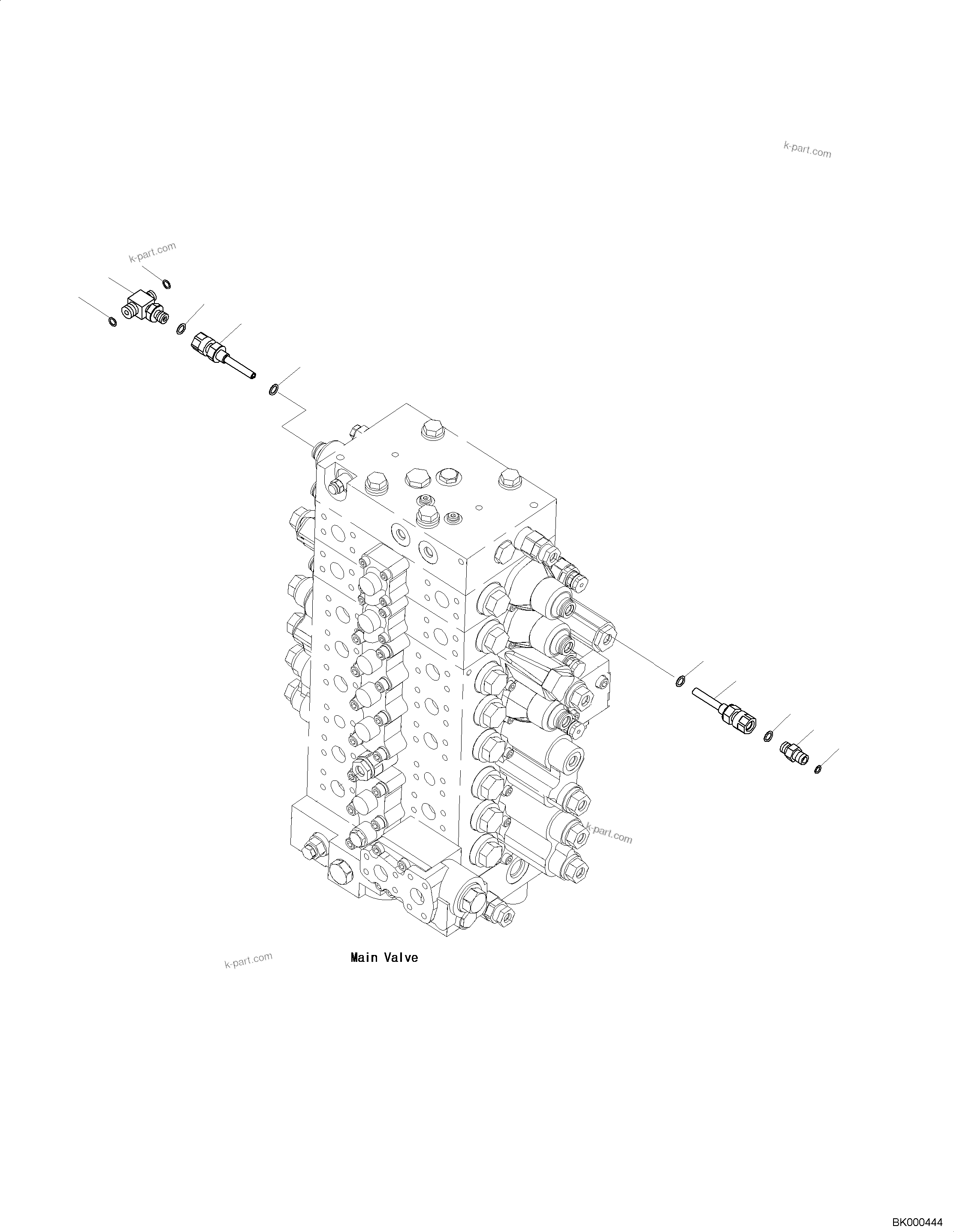 Komatsu parts book diagram for PC240NLC-11 S/N K70001-UP: CONTROL VALVE, 2-ADDITIONAL ACTUATOR PIPING, TOOL CONTROL, 8/9-SPOOL (4/21) (#K70363-)
