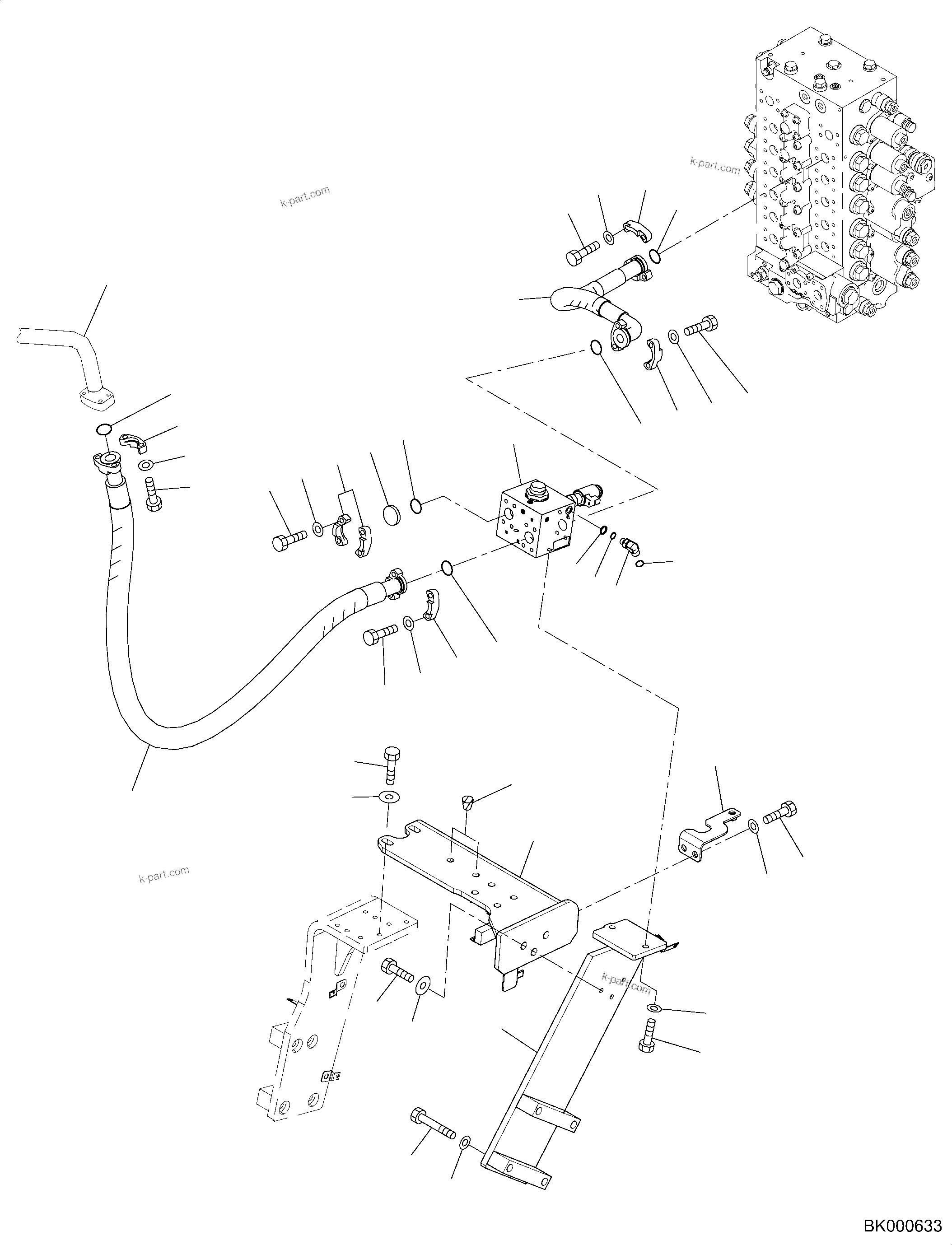 Komatsu parts book diagram for PC240NLC-11 S/N K70001-UP: ATTACHMENT PIPING, ONE TOOL CONTROL, PIPING, L.H. (#K70363-)