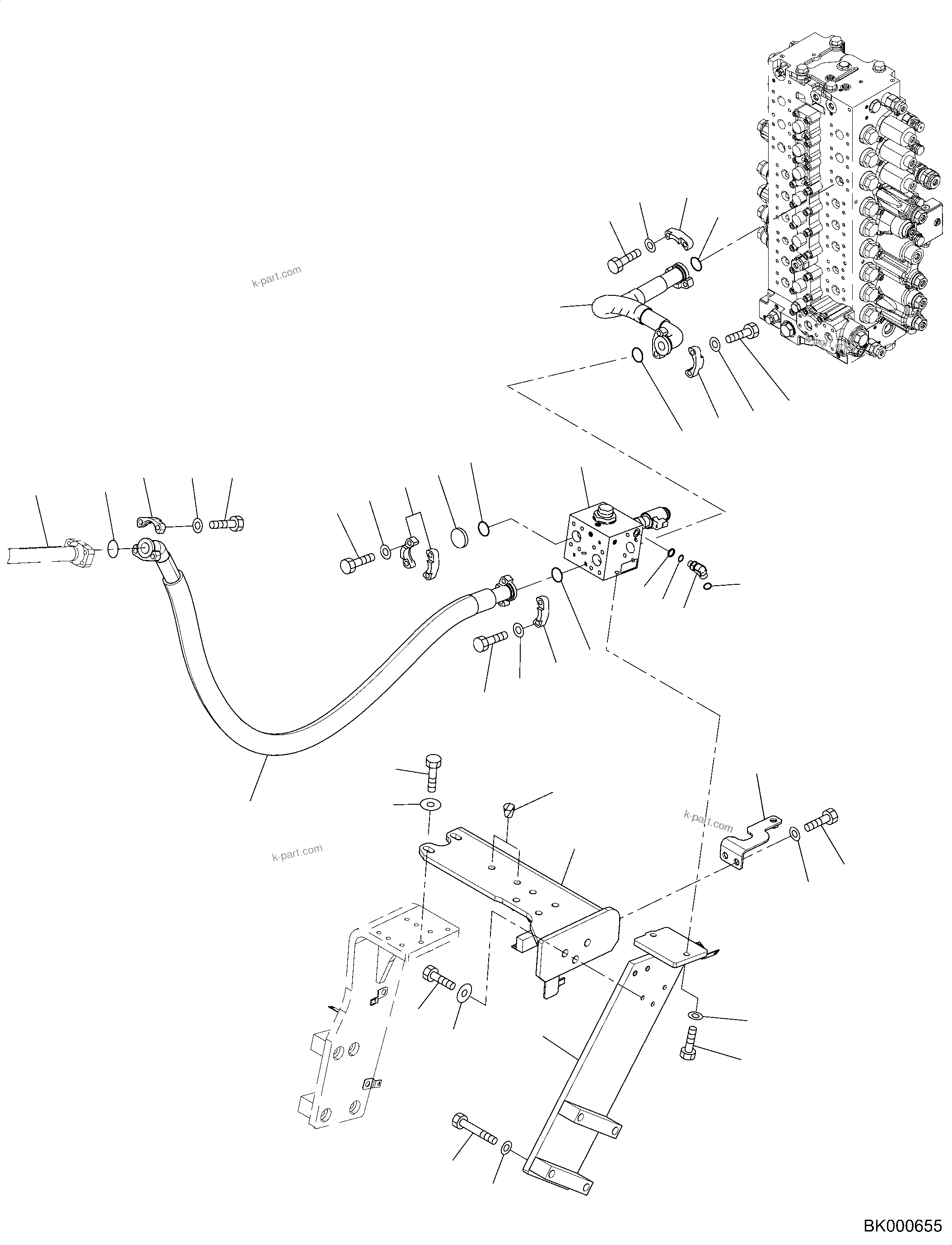 Komatsu parts book diagram for PC240NLC-11 S/N K70001-UP: ATTACHMENT PIPING, ONE TOOL CONTROL, FOR 2-PIECE BOOM, PIPING, L.H. (#K70363-)