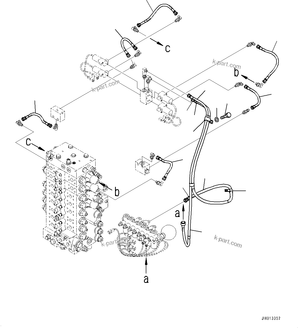 Komatsu parts book diagram for PC240NLC-11 S/N K70001-UP: QUICK COUPLING PIPING, WITH 2-ADDITIONAL ACTUATOR PIPING, EPC VALVE PIPING