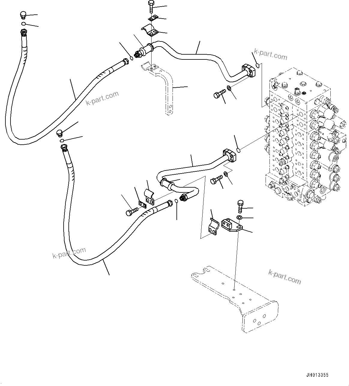 Komatsu parts book diagram for PC240NLC-11 S/N K70001-UP: ATTACHMENT ADDITIONAL PIPING, WITH 2-ADDITIONAL ACTUATOR PIPING (#K70001-K70015)