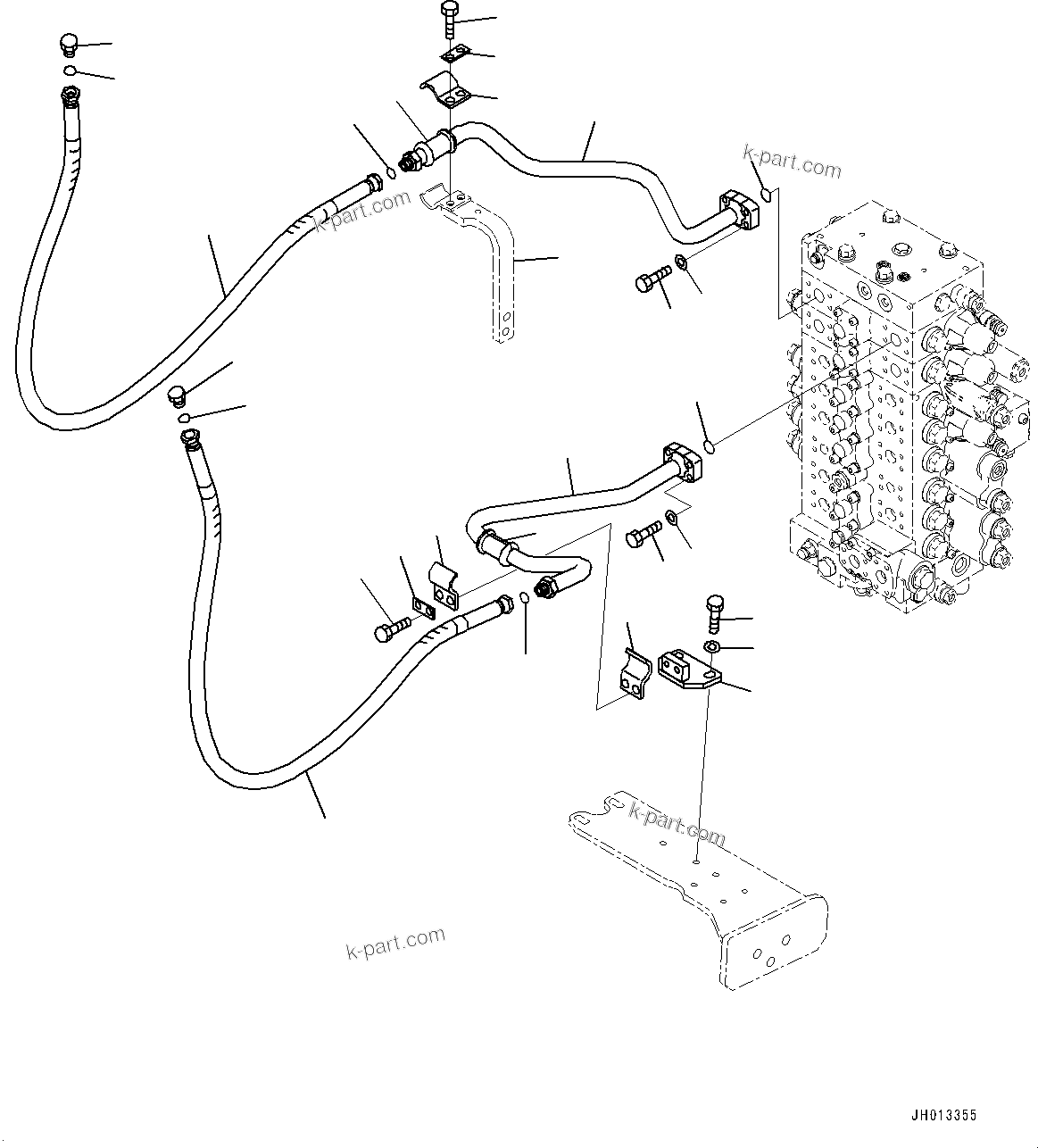 Komatsu parts book diagram for PC240NLC-11 S/N K70001-UP: ATTACHMENT ADDITIONAL PIPING, WITH 2-ADDITIONAL ACTUATOR PIPING, FOR 2-PIECE BOOM