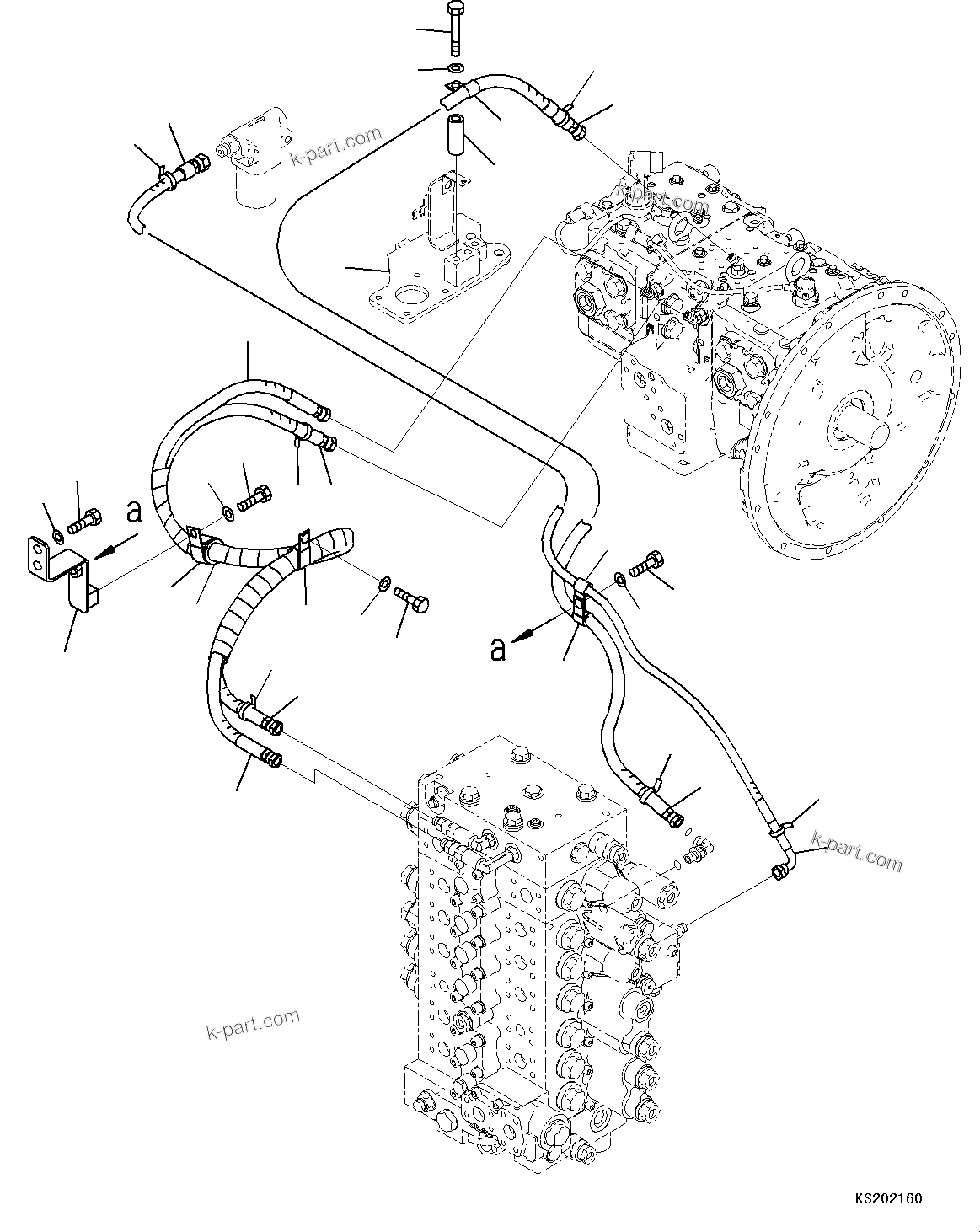Komatsu parts book diagram for PC240NLC-11 S/N K70001-UP: LS PIPING, WITH ADDITIONAL ACTUATOR PIPING