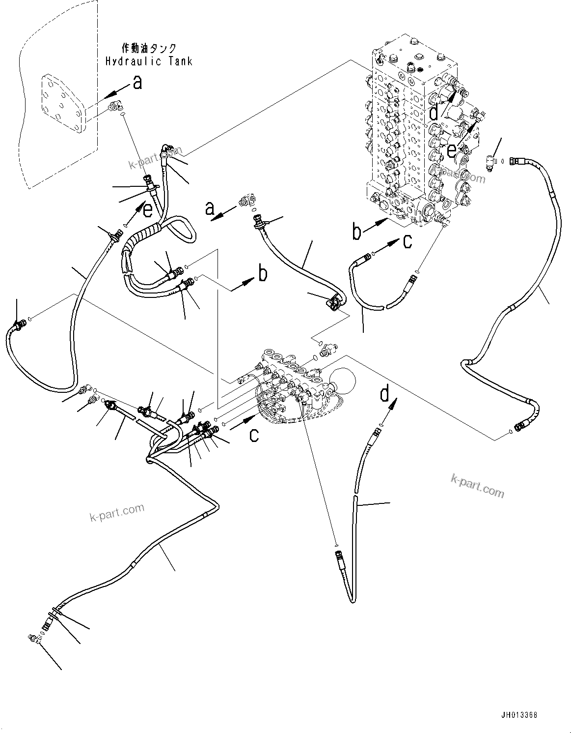 Komatsu parts book diagram for PC240NLC-11 S/N K70001-UP: SOLENOID VALVE, WITH 2-ADDITIONAL ACTUATOR PIPING, PIPING (1/2)