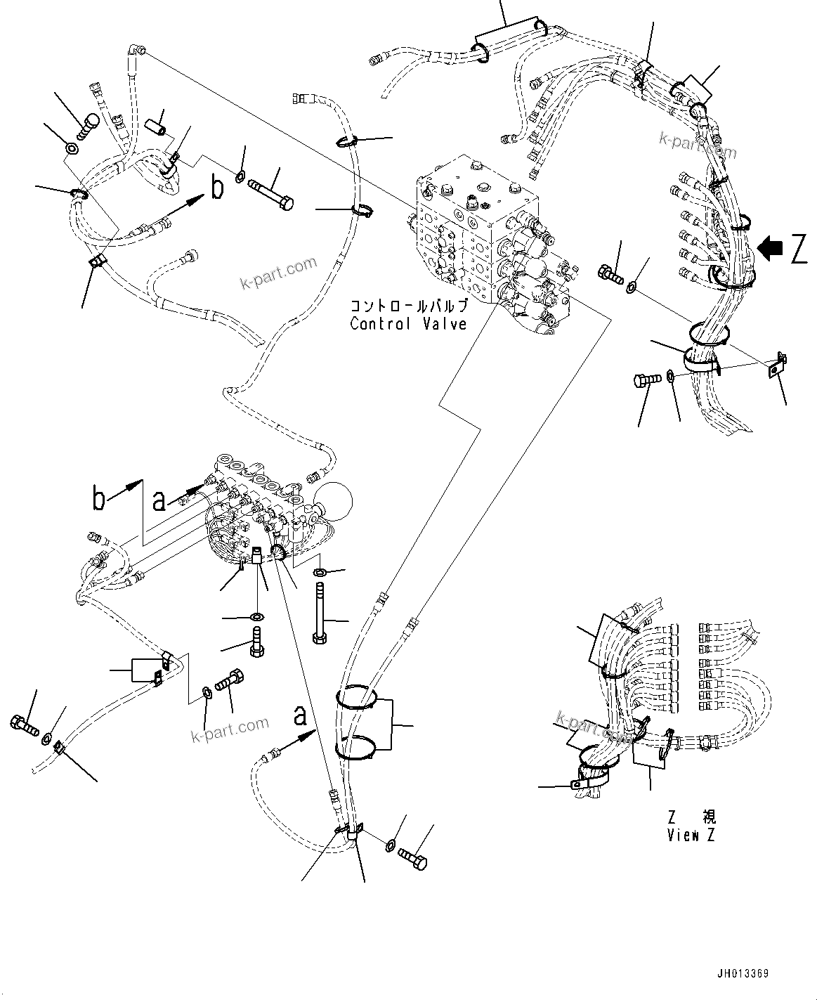 Komatsu parts book diagram for PC240NLC-11 S/N K70001-UP: SOLENOID VALVE, WITH 2-ADDITIONAL ACTUATOR PIPING, MOUNTING