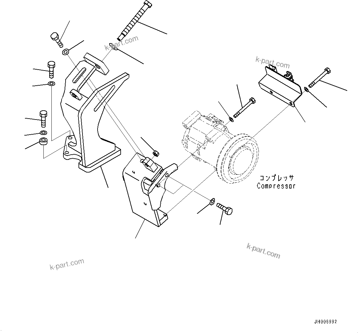 Komatsu parts book diagram for PC240NLC-11 S/N K70001-UP: AIR CONDITIONER UNIT, COMPRESSOR MOUNTING (#K70001-K70195)