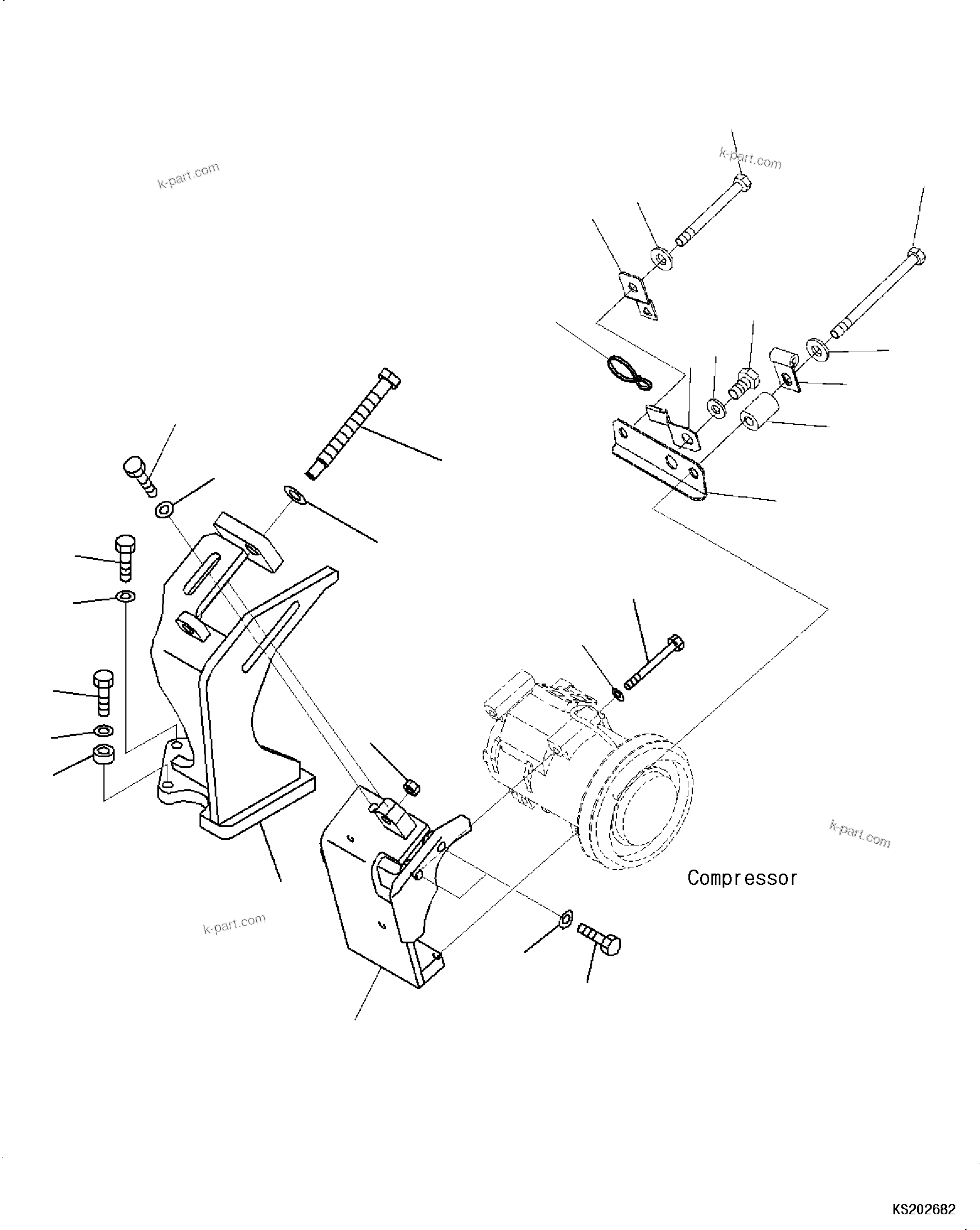 Komatsu parts book diagram for PC240NLC-11 S/N K70001-UP: AIR CONDITIONER UNIT, COMPRESSOR MOUNTING KOMVISION (#K70196-)