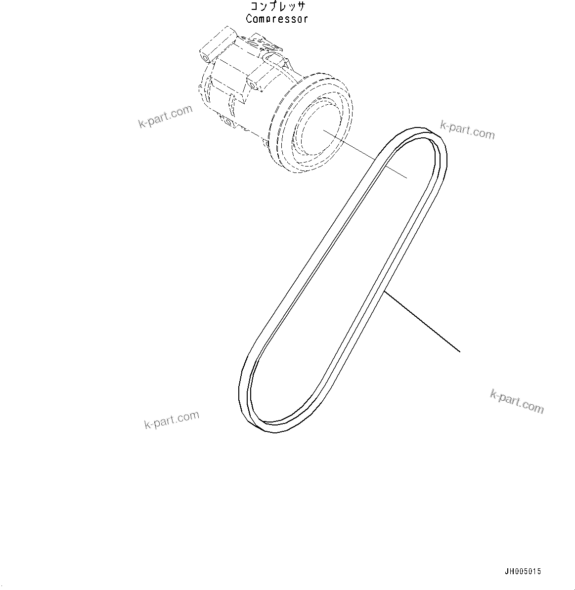 Komatsu parts book diagram for PC240NLC-11 S/N K70001-UP: AIR CONDITIONER UNIT, V-BELT