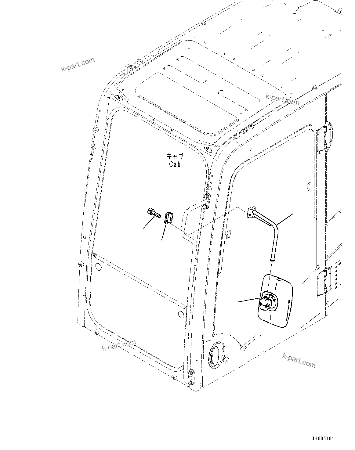 Komatsu parts book diagram for PC240NLC-11 S/N K70001-UP: REARVIEW MIRROR L.H.
